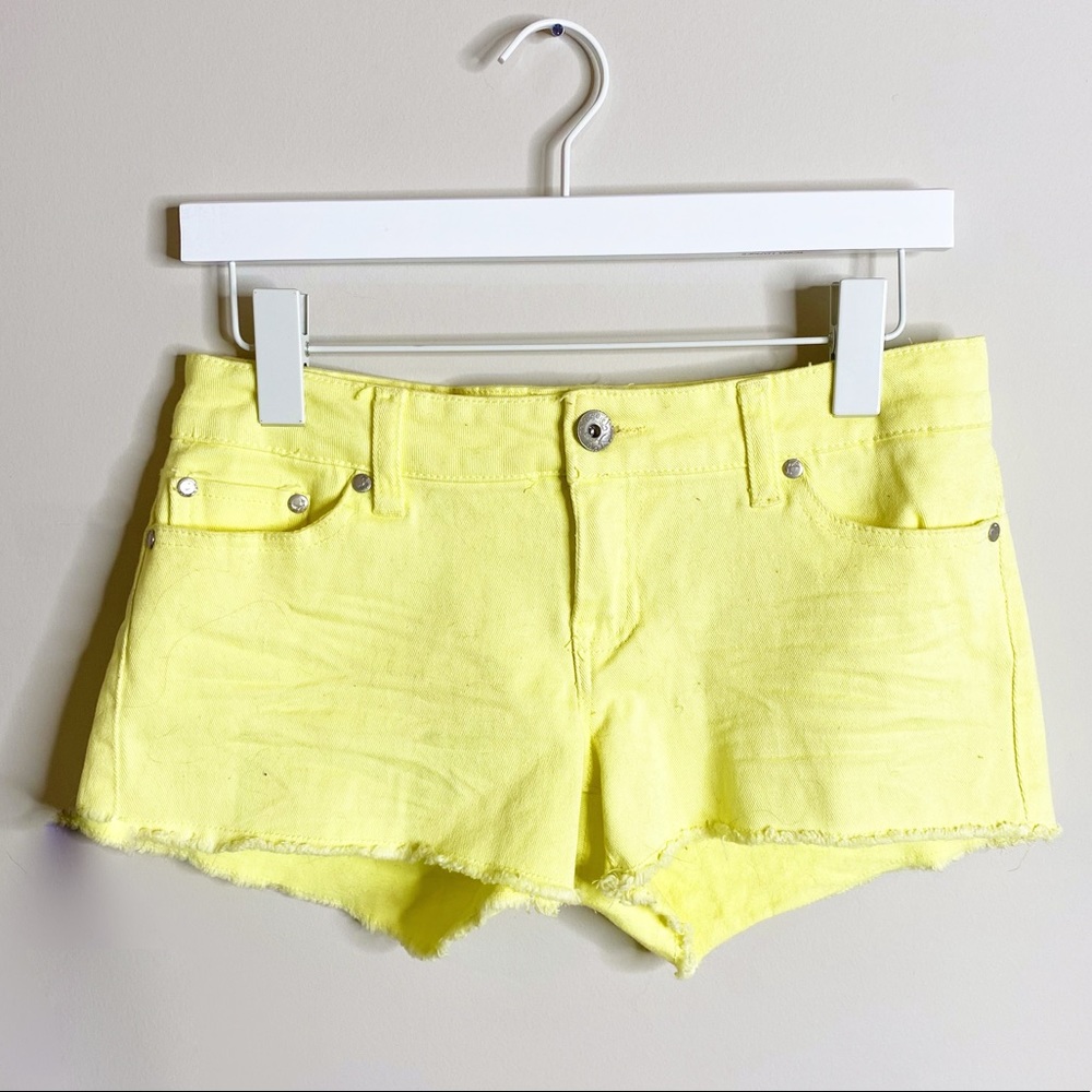 Refuge Neon Yellow Denim Jean Shorts